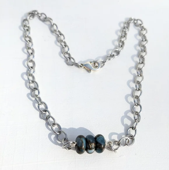Jasper Stainless Steel Silver Chain Necklace Handmade  Crystals Grounding Unisex - Picture 3 of 13